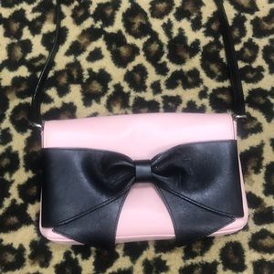Kate Spade pink and black bow crossbody purse